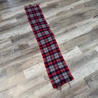 100  Cashmere Red Tartan Plaid Scarf Made In Scotland Fringe