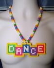 Dance Perler Bead Kandi Necklace-edc-rave-festival-plur-edm