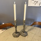 Vintage Silver Plated Candlesticks Pair Ornate Baroque Japan 10    Taper