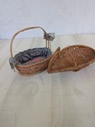 Set Of 2 Vintage Wicker Herb Gathering Baskets Teardrop Scoop Shape    Lined 