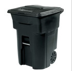  deal  Toter 96 Gallon Black Plastic Commercial Wheeled Hinged Lid Trash Can