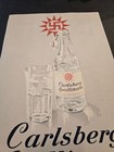 Antique Carlsberg Beer Danish Denmark Poster Sign Advertisement