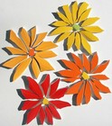 4  Yellow  Orange   Red Daisy Flowers Broken Cut China Plate Mosaic Tile Set   