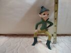 Vtg Ceramic Elf Pixie Green Clothed Figurine