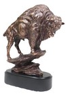 Buffalo Jump American Bison On Cliff Edge Bronze Electroplated Finish Statue