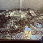 Vintage Chinese Black Lacquer Octagonal Mother Of Pearl Inlay Compartment Box