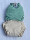 Loveybums Medium Lio Mint  Organ Wool Cover   Snap-in Organic Cotton Diaper 