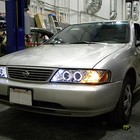 Halo Led Projector Headlights Chrome Clear 95-99 For Nissan Sentra 200sx Pair