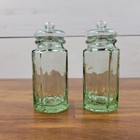 Vintage Albi Glass Apothecary Jars Set Of 2   Made In Spain Green Glass 