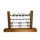 Antique Vintage 4 Barbed Wire Handcrafted Wood  Wooden Framed Display 6   x10   