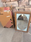 Vintage Mid Century Oak Celestial Atomic N Stars Etched Mirror Medicine Cabinet