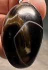 Tibetan Kubera Wealth God Old Agate Dzi Pendant  Odd Size Silkworm Line     