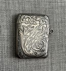      Beautiful Antique Battin Co  Sterling Silver Lions Match Safe Case      