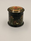 Vintage Russian Lacquer Box Hand Painted Palekh Style Folk Art Woman Miniature