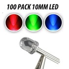 Auto Fast Flash Round 10mm Rgb Led Clear Lens 100 Pack 4-pin