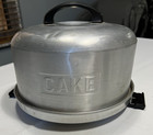 Vintage Mcm 1950 s Kromex Aluminum Locking Cake Server  Carrier   Cover W handle