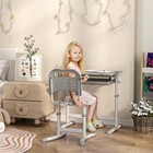 Height Adjustable Kids Desk And Chairs Set With Tilt Desktop  Gray