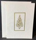 Hallmark Embossed Christmas Card Unused Beautiful Gold Tree Decorated Envelope