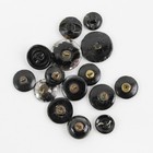 Lot Of 15 Antique Victorian Black Glass Shank Buttons 1 2  To 3 4 
