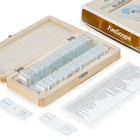 Amscope 50pc Prepared Microscope Histology   Pathology Slide Specimens wood Case