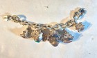 Antique 800 Silver Etruscan   Inlaid Semi-precious Stones Charms Bracelet 8 