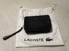 Lacoste Men s Black Leather Zip-around Wrist Strap Wallet With Card Slots