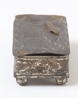 Antique Metal Desktop Box  where s My Nib  Hinged Lid 3 25  With 18 Pen Nibs