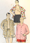 Men s 50s Lined Bermuda Swim Shorts Panama Painter Shirt Sew Pattern 34 36  Comp