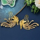 Ancient Style Bridal Gold Plated  Phoenix Crown Hair Comb Headpiece 1 Pair