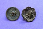 2 Antique Brass Concave Button Repousse Spider On Web Bug Insect Buttons