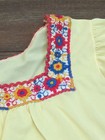 Vintage Mexican Peasant Blouse 60s 70s Golden Yellow Floral Embroidered
