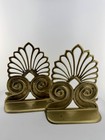 Vintage Brass Bookends Peacock Art Deco Fan Style Set Of 2 Library Shelf Decor