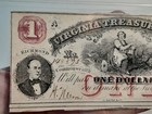 1862  1 Richmond Virginia Va Obsolete Currency Treasury Bank Note