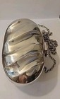 Vintage Signed Mexico Metalica Hinged Handbag Purse Removable 34  Chain Self Def