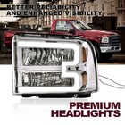 Headlight Assembly With Led Drl Bar Compatible With 2005 2006 2007 Ford F250    