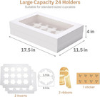 2 Pack 24 Count Standard Cupcake Boxes With Window   Inserts White