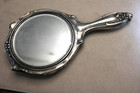 Antique Sterling Silver Hand Held Vanity Mirror - 9 5  X 2 25    11 5 Ounces