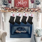 19 Inch Personalized Christmas Stockings With Embroidered Initials  Black Kni   