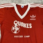 Vintage 80s Adidas Ringer T Shirt V Neck Trefoil Xl Quakes Soccer Camp Red White