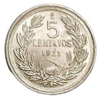 1921 Chile 5 Centavos Five Cinco Unc Bu High Grade Old Coin Km 165 Condor 