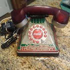 Coca Cola 2001 Tiffany Style Stained Glass Look Light Up Holiday Telephone phone