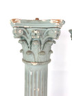 Pair Of Architectural Salvage Painted Wood Fluted Composite Short Mantel Columns