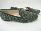 Rhinestone Flat Shoes Steven By Steve Madden Black Loafer Size 9w New