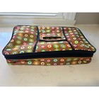 Insulated Casserole Carrier Bag Brown Colorful Circles Zippered With Handles
