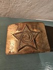 Vintage Ww2 Era Soviet Military Leather Belt   Brass Buckle  Soldiers Name   