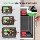 3pcs Kitchen Oven Baking Pans Nonstick Baking Sheets Set Metal Bakeware