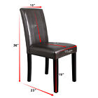 Dining Chair Set Of 6 Pu Leather Armless Side Chairs With Solid Wood Legs Brown 