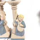 Vintage Blonde Boy Monks Table Lamp Pair Chalkware Plaster Nursery Decor