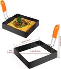 2 Pcs Round square Egg Rings  Stainless Steel Griddle Frying Egg Silicone Handle