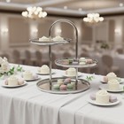 3-tier Dessert Stand Electroplated Frame Ceramic Cupcake Holder For Birthday